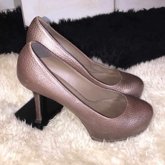 Yves Saint Laurent Shoes - VINTAGE YSL METALLIC BROWN PLATFORM HEELS SZ 39